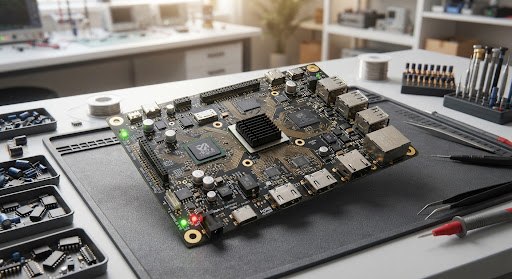 High quality multi-layer printed circuit board PCB and industrial electronic components on anti-static surface
